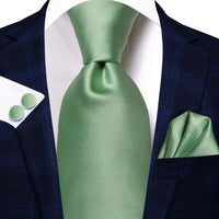 Gift Tie for Men 2023 New Sage Green Plaid Fashion Brand Wedding Party Necktie Handky Cufflinks Wholesale Hi-Tie Designer