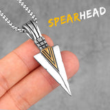 Spartan Spearhead Long Men Necklaces Pendants Chain Punk for Boyfriend Male Stainless Steel Jewelry Creativity Gift