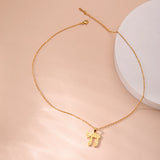 2024 New fashion Hebrew letters mother pendant necklace temperament everything with stainless steel clavicle chain accessories a
