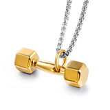FIREBROS 2025 New Stainless Steel Vintage Gym Fitness Dumbbel Pendant Necklace Men Women Hiphop Rock Jewelry Gift Dropshipping