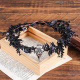 Gift Costume Cosplay Fairy Flower Leaf Headbands Photoshoot Simulated Elven Princess Tiara Black Flower Antler Crown Wedding