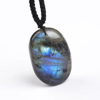 Natural Labradorite Moonstone Necklace Healing Crystal Energy Balance Lucky Gemstone Pendant Braid Rope Charms Jewelry