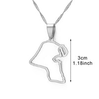 Anniyo Heart Kuwait Map Pendant Necklaces Kuwaiti Gold Color Jewelry #231121
