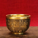 Good Luck Phoenix Cylinder Ornament Traditional Hand Carved Brass Drinking Cup Pure Brass Brass Feng Shui Bowl Living Room
