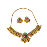 Luxury Retro Crystal Bridal Jewelry Sets for Women Ethnic Indian Gold Plated Wedding Necklace Earrings Sets Valentine's Day Gift