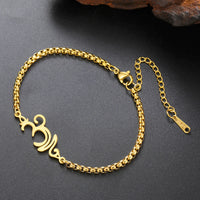 Dawapara Breathe Symbol Bracelet Ohm OM Unalome Symbol Charm Bracelet Stainless Steel Yoga Inspirational Supernatural Jewelry