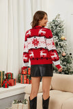 Fairyshely 2025 Winter Print Christmas Knitted Sweater Women Casual O Neck Red Pullover Autumn Ladies Long Sleeve Loose Jumper