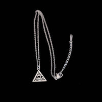 Stainless steel hollowed-out triangular devil's eye pendant necklace, square pendant collarbone chain women's accessories