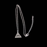 Stainless steel hollowed-out triangular devil's eye pendant necklace, square pendant collarbone chain women's accessories