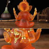 Resin Lucky Fortune Elephant God Statue Ganesha Figurine Indian Shiva God Sculpture Religious Ornaments Home Office Decortion