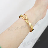 Custom Name Stainless Steel Bracelet Flowers Unusual Retro Bangle For Women Jewelry Non-fading High-quality Gift For Girl