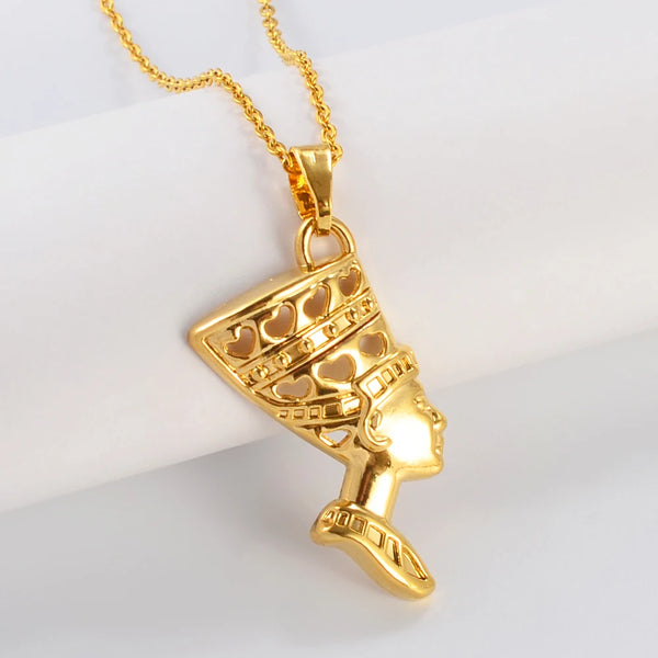 Anniyo Egyptian Queen Nefertiti Pendant Necklaces Jewelry Gold Plated African Popular Accessories @160716