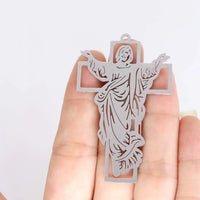 New fashion stainless steel hollowed cross Jesus large pendant DIY necklace bracelet keychain pendant accessories