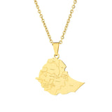 2024 New fashion stainless steel Ethiopia map with city necklace for women and men couples ethnic style accessory collarbone cha