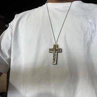 Vintage Cross Pendant Necklace with Secret Compartment Cross Necklace 3D Printed Charm Jewelry Necklace for Women Men