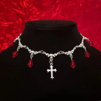Vampire Bite Chokers Blood Drips Cross Necklace Romantic Gothic Victorian Gorgeous Jewelry Fashion Women Halloween Party Gift