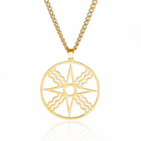 EUEAVAN Assyrian Star Necklace Stainless Steel Sun God Shamash Symbol Pendant Necklaces for Men Protection Amulet Jewelry Gifts