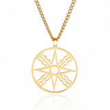 EUEAVAN Assyrian Star Necklace Stainless Steel Sun God Shamash Symbol Pendant Necklaces for Men Protection Amulet Jewelry Gifts