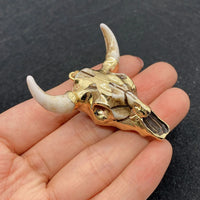 19 Styles Acrylic Cow Pendant Bull Skull Bone Gold Plated Charms for Men's Fashion DIY Jewelry Bull Head Pendant Necklace Gifts