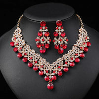 Rhinestone Bride Jewelry Sets for Women Luxury Flower Choker Necklace Earrings Wedding Dress Bridal Necklace Set Fashion Jewelry
