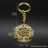 Tree of Life Hebrew Pendant Key Chain for Women Men Stainless Steel Gold Color Israel Jewish Hollow Drop Key Ring Amulet Jewelry