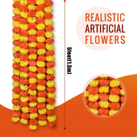 5-50pcs Marigold Flower Garland For Decoration Artificial Flowers 5 feet Diwali Pooja Mexican Party Fiesta Day of The Dead