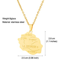 2024 New fashion stainless steel French Reunion map pendant necklace Geometric fashion men's and women's stainless steel pendant