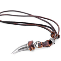 Kirykle Horn Pendant Necklace Men Brown Genuine Leather Necklace Jewellery Manmade Ethnic Charm Accessories DropShipping