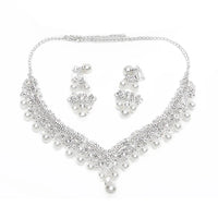 Hot Selling New Arrival  Women Fashion Jewelry Set Wedding Bridal Crystal Necklace Earrings Set