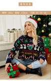 Fairyshely 2025 Winter Christmas Loose Knitted Sweater Women Casual Print Pullover Autumn Lady Casual O Neck Long Sleeve Jumper
