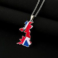 2024 New fashion stainless steel United Kingdom of Great Britain and Northern Ireland map Necklace for women and men couples Eth