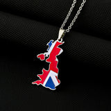 2024 New fashion stainless steel United Kingdom of Great Britain and Northern Ireland map Necklace for women and men couples Eth