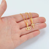 Anniyo Small Size Charm Eye Cross Stone Pendant Necklace Women Girls Trendy Birthday party Items,Factory Wholesale Price #201709