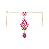 2024 Trend Big Crystal Pendant Forehead Chain Hairpin Hair Accessories Women's Ethnic Tiara Headpiece Tikka Indian Head Jewelry