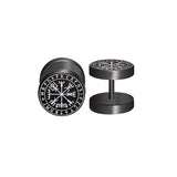 2pcs 18G 316L Stainless Steel Viking Rune Round Stud Earrings for Men Women, Cartilage Tragus Helix Earring Piercing Jewelry