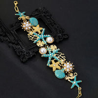 Ocean-style Necklace,Bracelet Decorated with Shells, Starfishs and Imitation Pearls for Women Girls Hot Sale 2025 New Style