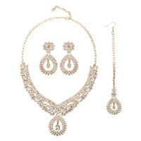 Crystal Necklaces Fashion Gold Color Rhinestone Choker Necklaces earrings set  for Women Geometric Bridal Weddings Jewelry Party