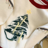 Christma Tree Knit Sweater Pullover Women Fashion Loose Casual Ladies Tops 2023 Winter Long Sleeve O-neck Knitwear Jumpers