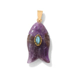 Fatima Hamsa Hand Evil Eye Pendant Lapis Lazuli Amethysts Rose Quart Natural Stone Charm For Making Necklace Bracelet Accessorie