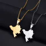 Anniyo 2.4CM Balkan Peninsula Map Pendant Necklaces For Women Girls‎ Stainless Steel Jewelry #539162