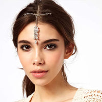 Boho Ethnic Indian Women Hair Jewelry Rhinestone Forehead Hair Pins Pendant with Hairpin Decorations Headpiece Hair Accessories
