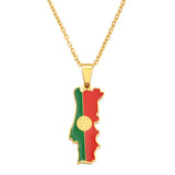 Anniyo Portugal Map Flag Pendant Necklaces for Women Girls Jewelry Portuguese Charms Maps @326921