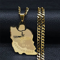 2024 New fashion stainless steel Iran map Ahura necklace Zoroastrian Iran cut Persian Empire collarbone chain accessories access