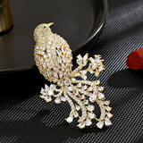 SUYU National Style Retro Color Copper Inlaid Cubic Zirconia Animal Suit Jacket Gift Accessories Female Magpie Brooch