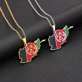 New stainless steel Stainless steel Afghanistan map necklace couple style famous style pop personality dripping titanium steel a
