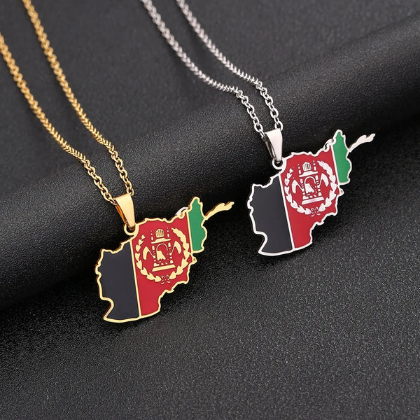 New stainless steel Stainless steel Afghanistan map necklace couple style famous style pop personality dripping titanium steel a