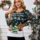 2025 Winter Christmas Women's Knitted Sweater All Over Print Female Knitwear Full Sleeve O Neck Warm Soft Jumper Xmas Look Wear