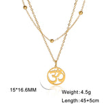Lucktune OM Yoga Chakra Pendant Necklace Stainless Steel Buddhism Hindu Amulet Choker Chain Necklace for Women Men Retro Jewelry