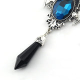 New Goth Halloween Necklace Blue Crystal Vampire Bat Pendant Blue Black Crystal Choker Necklace Punk Jewelry