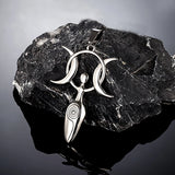 Charm Moon Spiral Goddess Necklace Men Women Wicca Neopagans Stainless Steel Pendant Amulet Fertility Goddess Jewelry Girl Gifts